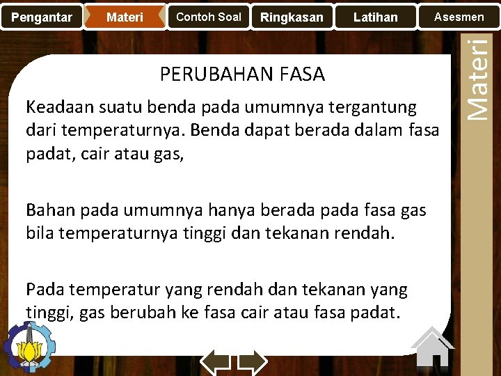 Materi Contoh Soal Ringkasan Latihan Asesmen PERUBAHAN FASA Keadaan suatu benda pada umumnya tergantung