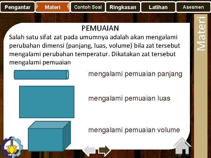 Materi Contoh Soal Ringkasan Latihan Asesmen PEMUAIAN Salah satu sifat zat pada umumnya adalah