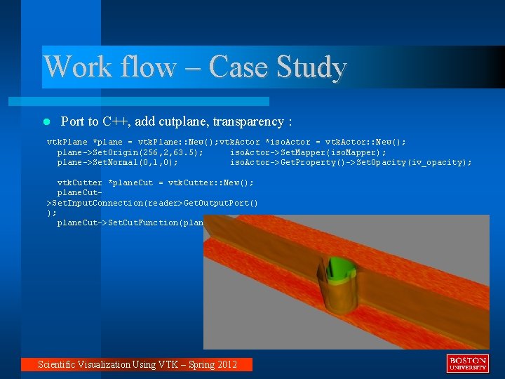 Work flow – Case Study Port to C++, add cutplane, transparency : vtk. Plane Work flow – Case Study Port to C++, add cutplane, transparency : vtk. Plane