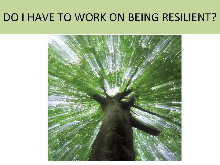 DO I HAVE TO WORK ON BEING RESILIENT? 