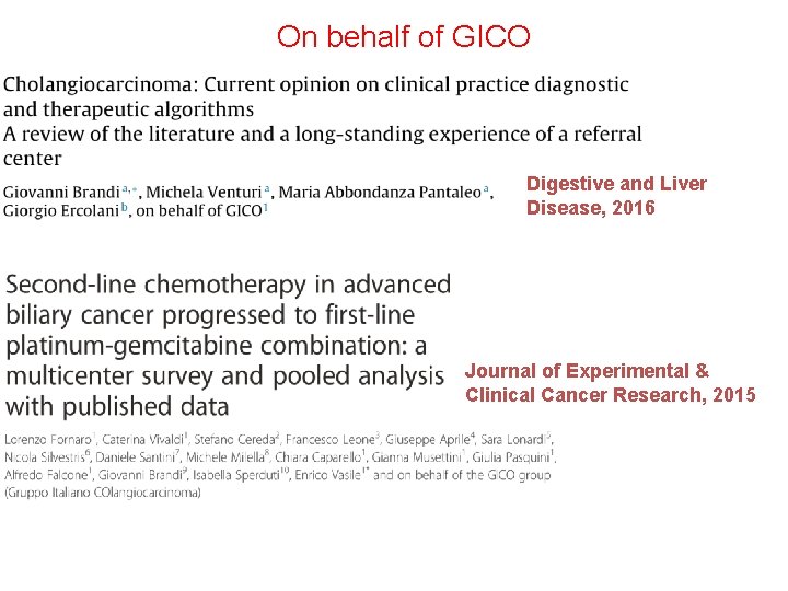 On behalf of GICO Digestive and Liver Disease, 2016 Journal of Experimental & Clinical