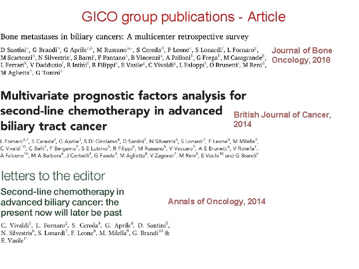 GICO group publications - Article Journal of Bone Oncology, 2018 British Journal of Cancer,