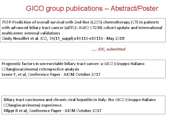 GICO group publications – Abstract/Poster 765 P-Prediction of overall survival with 2 nd-line (L