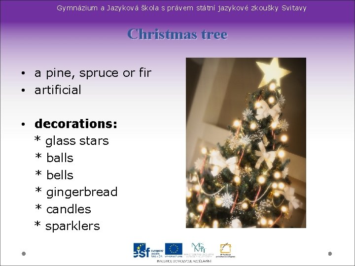 Gymnázium a Jazyková škola s právem státní jazykové zkoušky Svitavy Christmas tree • a