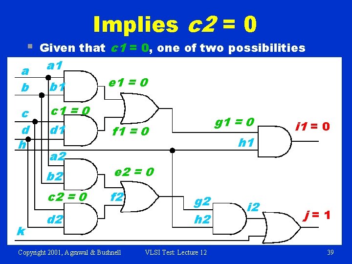 § Implies c 2 = 0 Given that c 1 = 0, one of