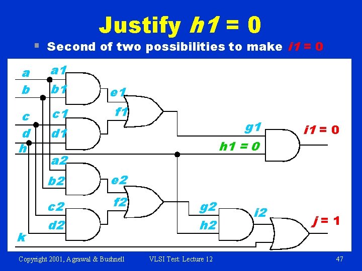 Justify h 1 = 0 § Second of two possibilities to make i 1