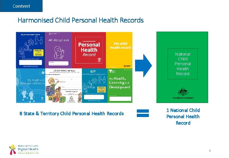 Content Harmonised Child Personal Health Records National Child Personal Health Record 8 State &