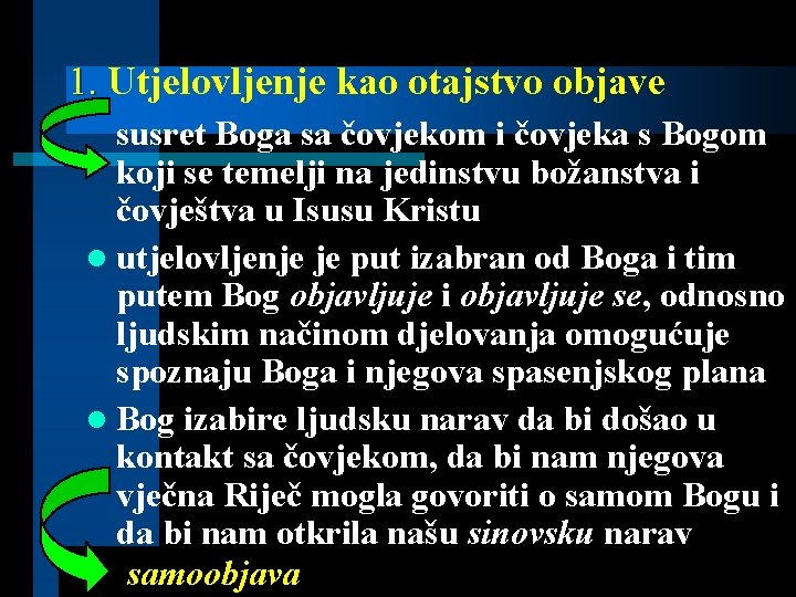 1. Utjelovljenje kao otajstvo objave susret Boga sa čovjekom i čovjeka s Bogom koji