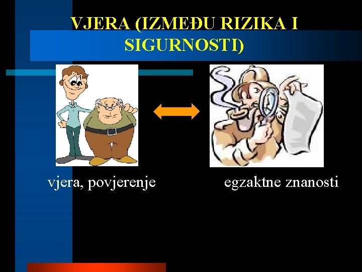 VJERA (IZMEĐU RIZIKA I SIGURNOSTI) vjera, povjerenje egzaktne znanosti 