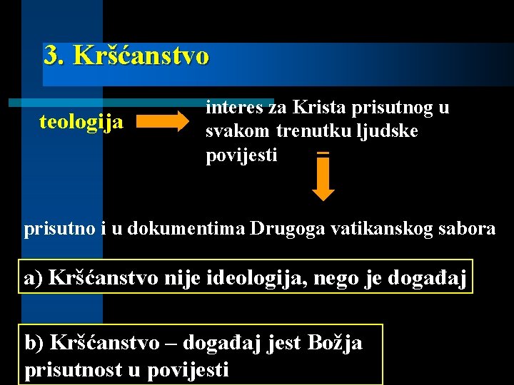 3. Kršćanstvo teologija interes za Krista prisutnog u svakom trenutku ljudske povijesti prisutno i