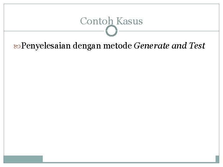 Contoh Kasus Penyelesaian dengan metode Generate and Test 