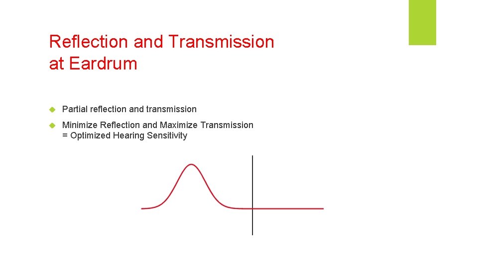 Reflection and Transmission at Eardrum Partial reflection and transmission Minimize Reflection and Maximize Transmission Reflection and Transmission at Eardrum Partial reflection and transmission Minimize Reflection and Maximize Transmission