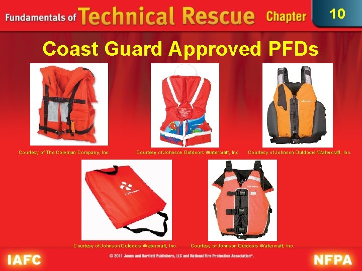 10 Coast Guard Approved PFDs Courtesy of The Coleman Company, Inc. Courtesy of Johnson