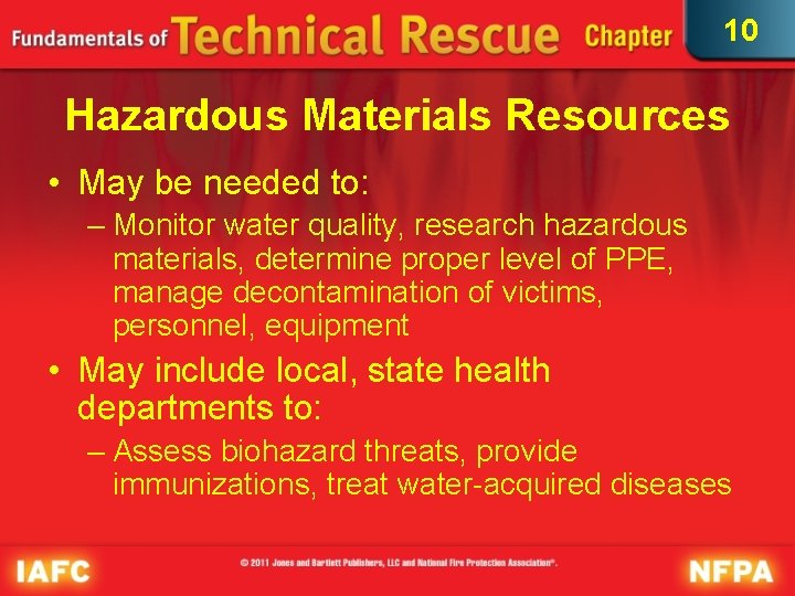 10 Hazardous Materials Resources • May be needed to: – Monitor water quality, research