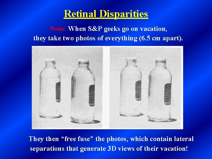 Retinal Disparities Note: When S&P geeks go on vacation, they take two photos of