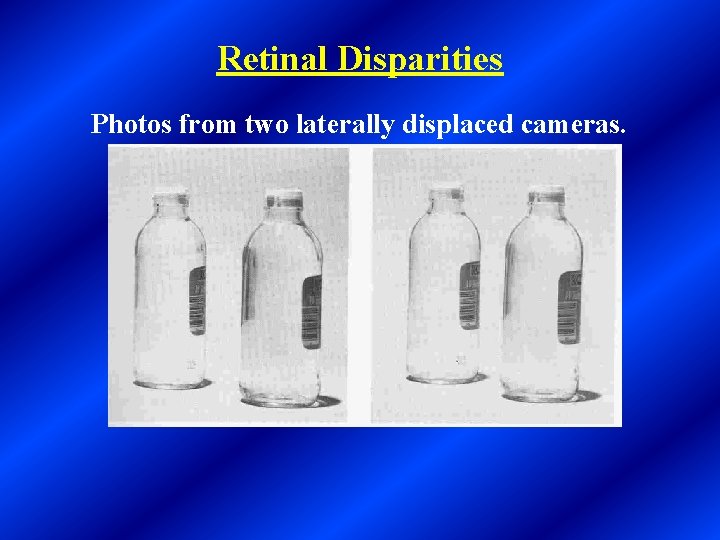 Retinal Disparities Photos from two laterally displaced cameras. 