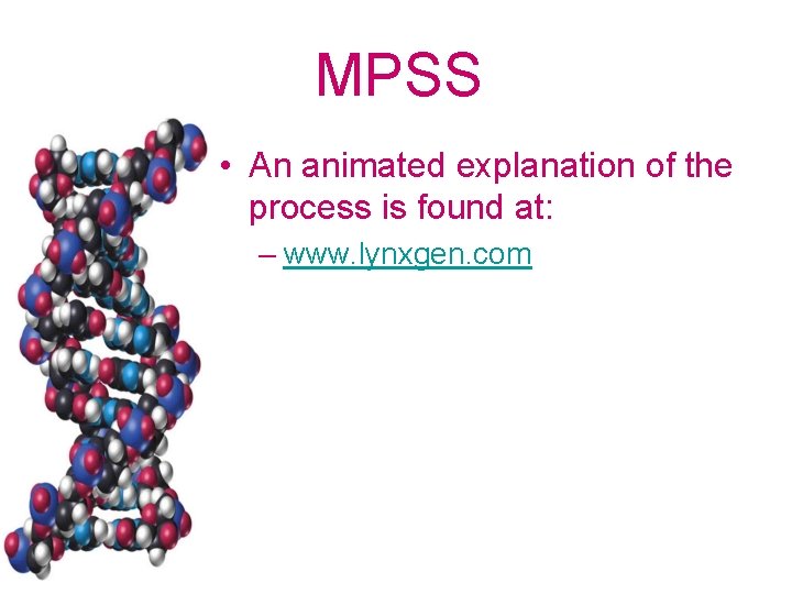 MPSS • An animated explanation of the process is found at: – www. lynxgen.