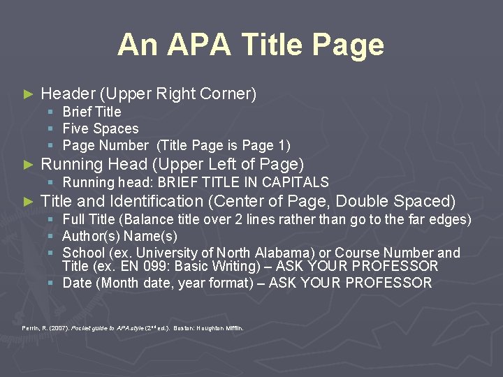 An APA Title Page ► Header (Upper Right Corner) § Brief Title § Five An APA Title Page ► Header (Upper Right Corner) § Brief Title § Five