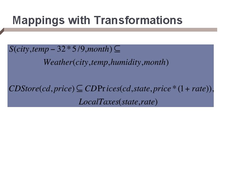 Mappings with Transformations 