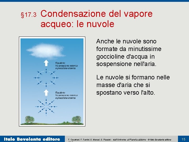 § 17. 3 Condensazione del vapore acqueo: le nuvole Anche le nuvole sono formate