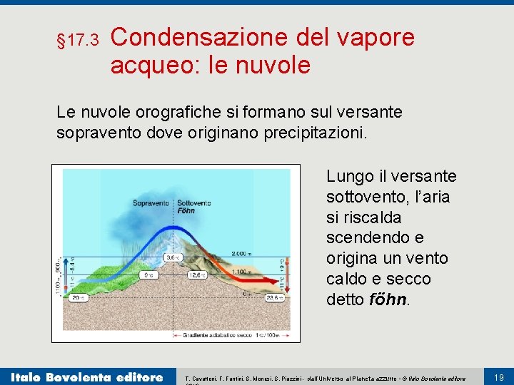 § 17. 3 Condensazione del vapore acqueo: le nuvole Le nuvole orografiche si formano