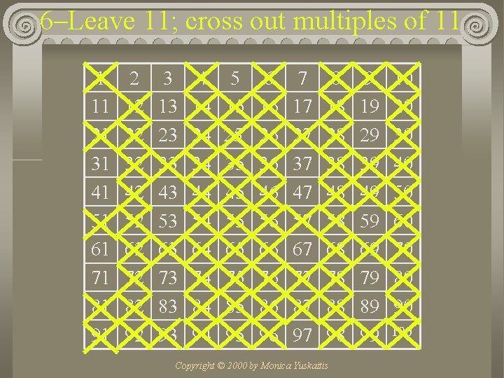 6–Leave 11; cross out multiples of 11 1 11 21 31 41 51 61