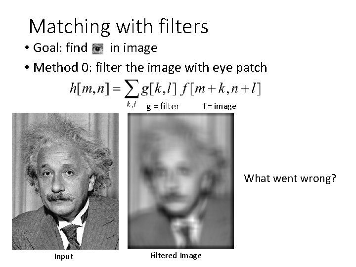 Matching with filters • Goal: find in image • Method 0: filter the image