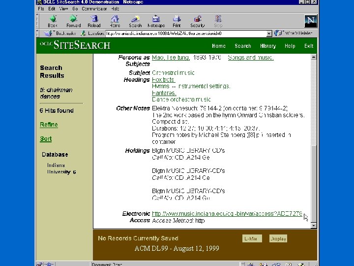 ACM DL 99 - August 12, 1999 