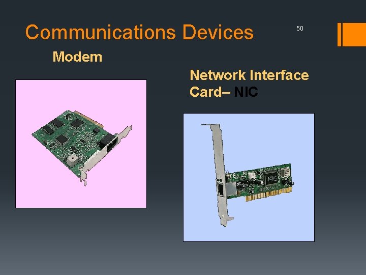 Communications Devices 50 Modem Network Interface Card– NIC 
