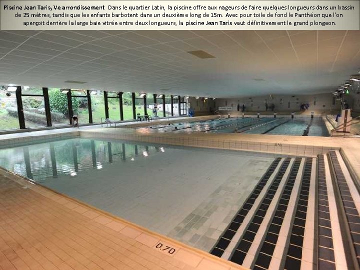 Piscine Jean Taris, Ve arrondissement Dans le quartier Latin, la piscine offre aux nageurs