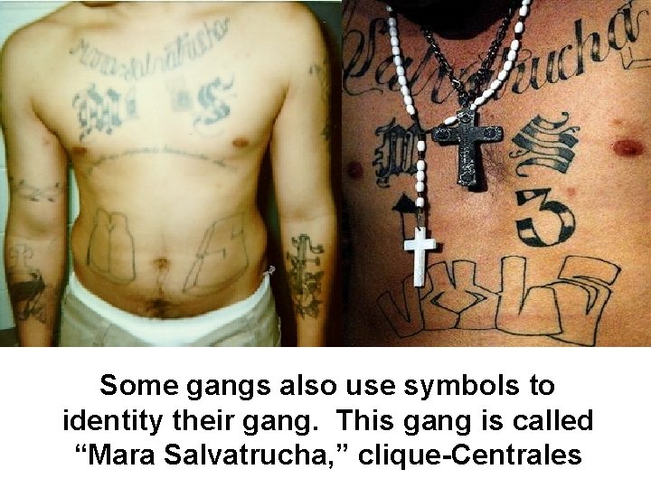 Some gangs also use symbols to identity their gang. This gang is called “Mara