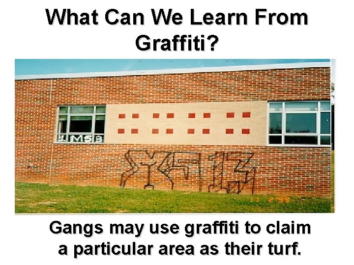 What Can We Learn From Graffiti? Gangs may use graffiti to claim a particular