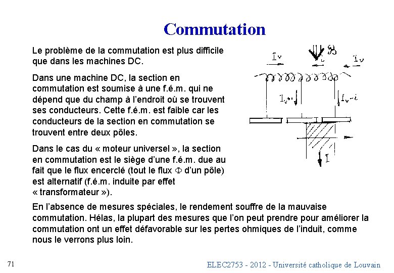 Commutation Le problème de la commutation est plus difficile que dans les machines DC.