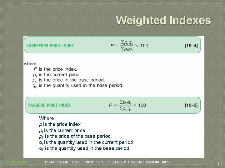 Weighted Indexes ALFIRA SOFIA FAKULTAS PENDIDIKAN EKONOMI DAN BISNIS, UNIVERSITAS PENDIDIKAN INDONESIA 14 