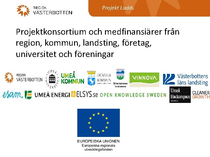 Projekt Ladds Projektkonsortium och medfinansiärer från region, kommun, landsting, företag, universitet och föreningar 