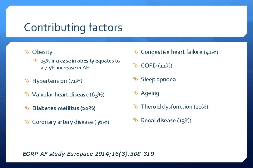 Contributing factors Obesity 15% increase in obesity equates to a 7. 5% increase in