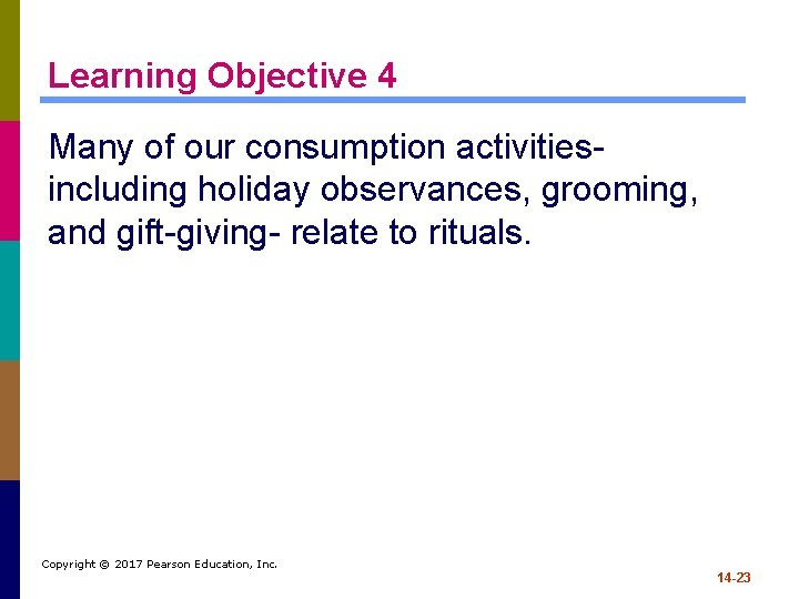 Learning Objective 4 Many of our consumption activitiesincluding holiday observances, grooming, and gift-giving- relate