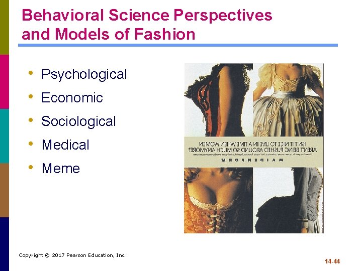 Behavioral Science Perspectives and Models of Fashion • • • Psychological Economic Sociological Medical