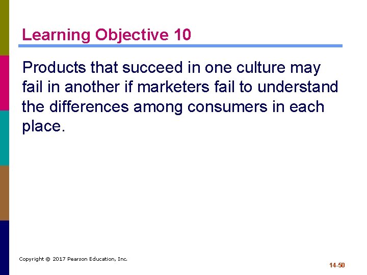 Learning Objective 10 Products that succeed in one culture may fail in another if