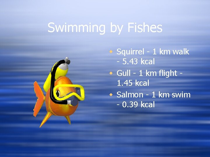 Swimming by Fishes w Squirrel - 1 km walk - 5. 43 kcal w