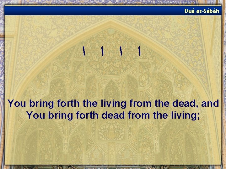 Duá as-Sábáh ﺍ ﺍ You bring forth the living from the dead, and You