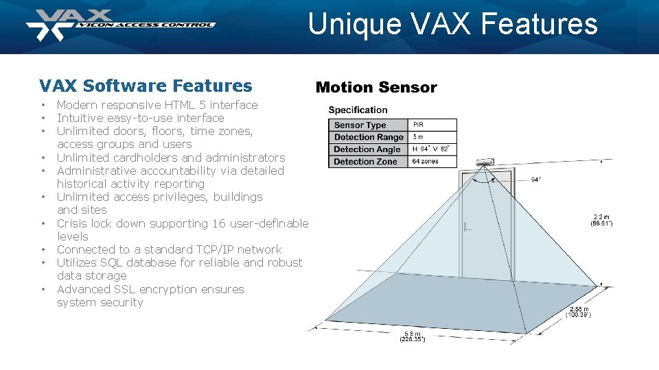 Unique VAX Features VAX Software Features • • • Modern responsive HTML 5 interface