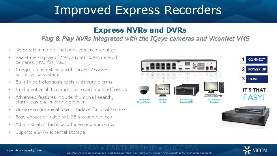 Improved Express Recorders Express NVRs and DVRs Plug & Play NVRs integrated with the