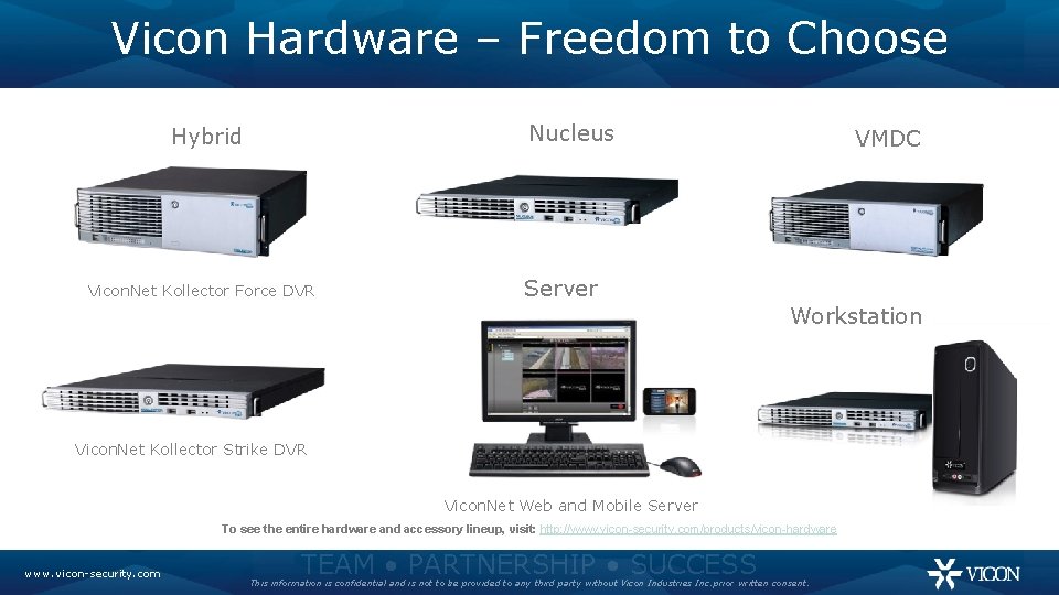 Vicon Hardware – Freedom to Choose Nucleus Hybrid Vicon. Net Kollector Force DVR VMDC