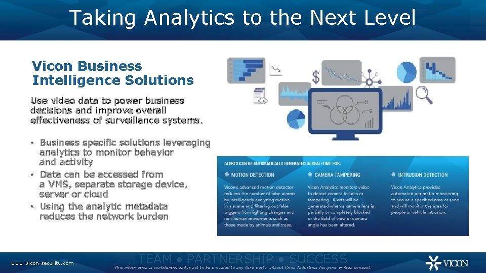 Taking Analytics to the Next Level Vicon Business Intelligence Solutions Use video data to