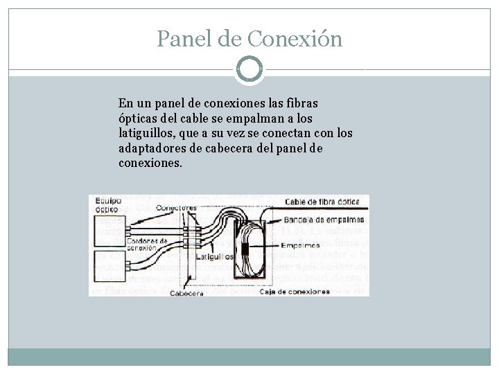 Panel de Conexión En un panel de conexiones las fibras ópticas del cable se