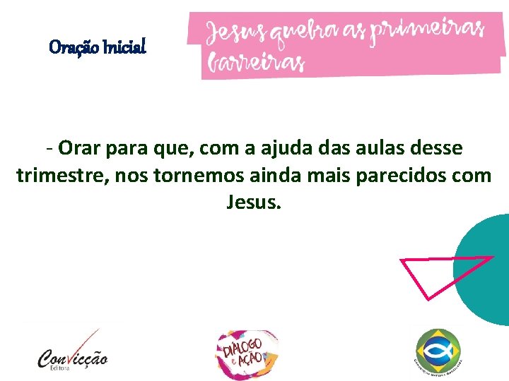 Oração Inicial - Orar para que, com a ajuda das aulas desse trimestre, nos Oração Inicial - Orar para que, com a ajuda das aulas desse trimestre, nos