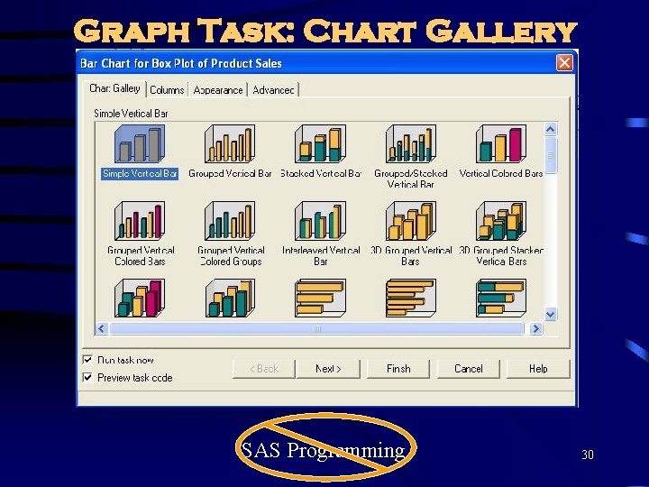 Graph Task: Chart Gallery SAS Programming 30 