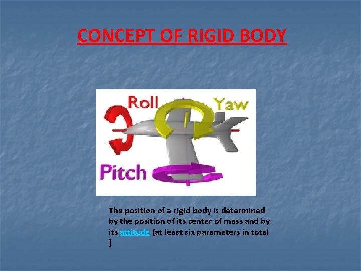 CONCEPT OF RIGID BODY The position of a rigid body is determined by the