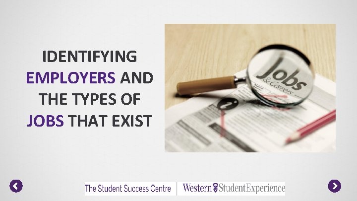 IDENTIFYING EMPLOYERS AND THE TYPES OF JOBS THAT EXIST 